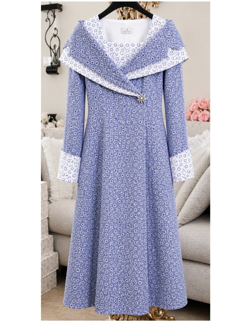 Donna Vinci Collection White & Denim Look Dress